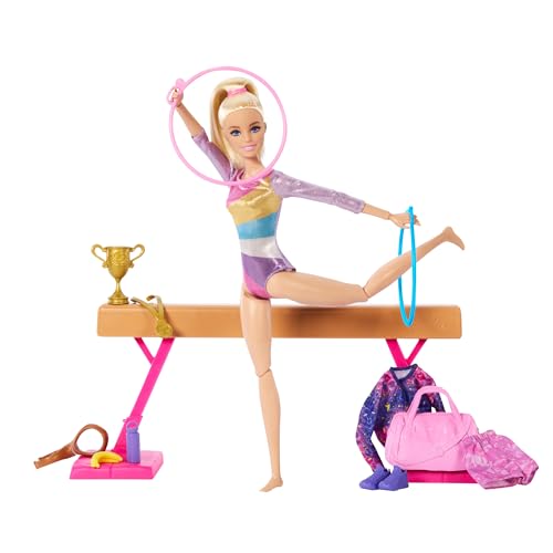 Barbie Coffret Gymnastique avec 1 Poupée Blonde, Pince en C,