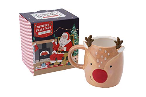 Tasse en céramique renne Rudolph du père Noël avec porte-bis