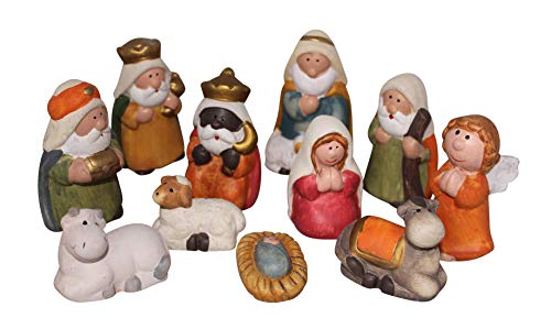ARTECSIS Ensemble de 11 Figurines de Crèche de Noël 7,5cm en