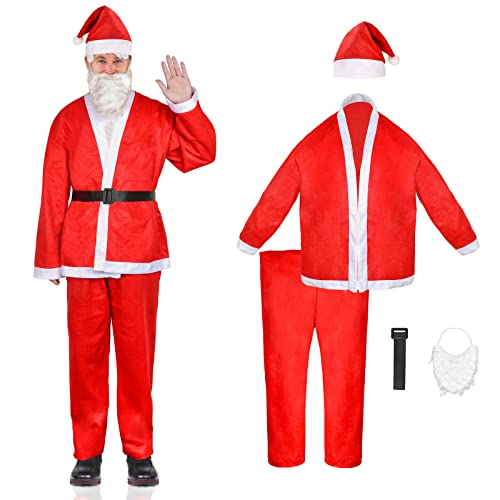 EKKONG 5 pièces Costume de Père Noël, Costume Déguisement Co