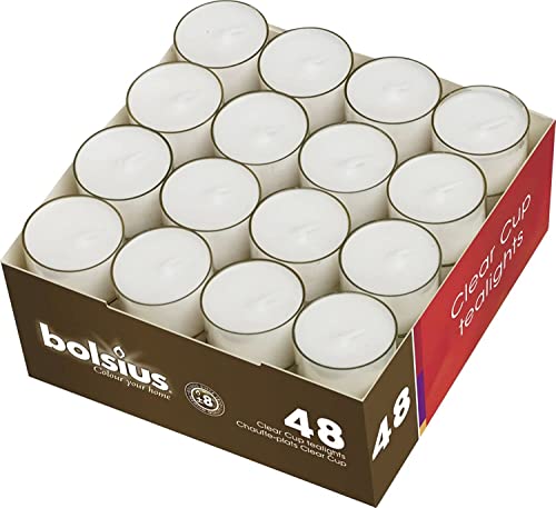 BOLSIUS Lot de 48 bougies à thé en forme de cups transparent