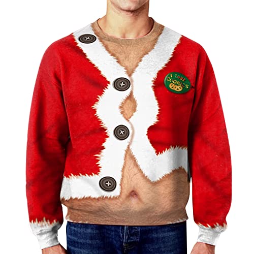 sutelang lurryly T-Shirt de Noël pour Hommes Drôle à Manches