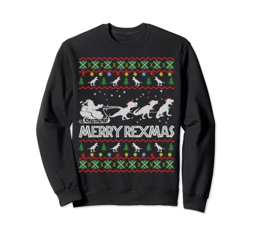 Merry Rex-Mas Pull de Noël Motif dinosaure Sweatshirt