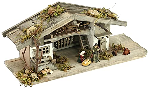 Unbekannt NK04 Crèche de Noël en Bois avec 3 Figurines en Bo