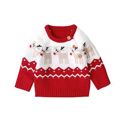 GuliriFei Pull de Noël pour bébé fille et garçon - En tricot