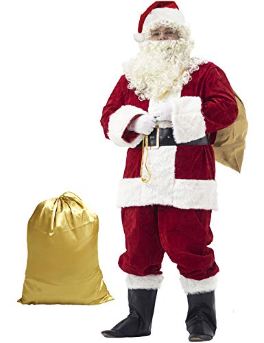 Ahititi Homme Costume de Père Noël 10pcs Noël en Velours de 