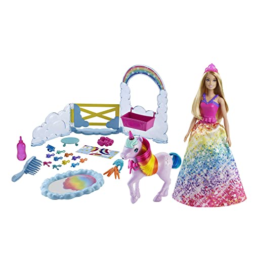 Barbie Coffret Poupée Royal Dreamtopia Et Bébé Licorne, Tapi