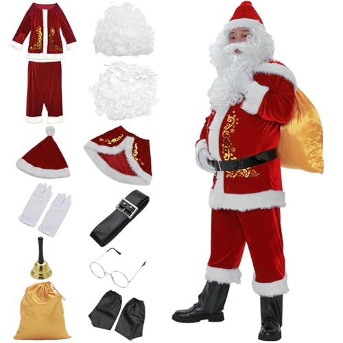 YNQFZ Costume du Père Noël de Luxe pour Homme en velours en 