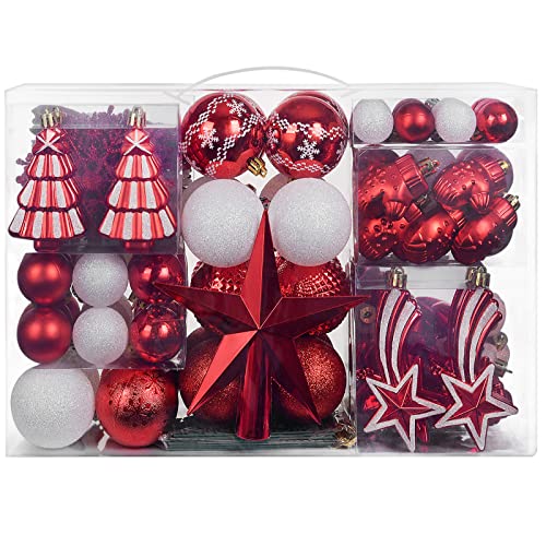 YILEEY Boules de Noel Decoration Sapin Noel Blanc et Rouge 1