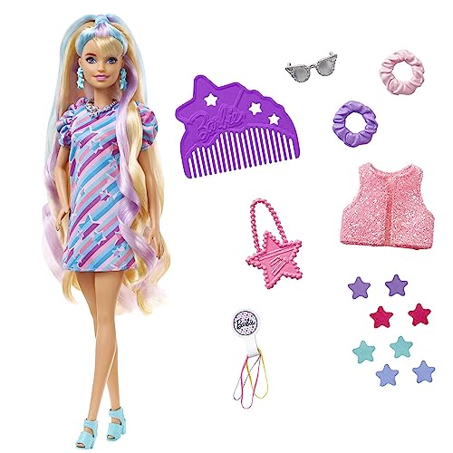 Barbie Poupée Ultra Chevelure Thème Étoiles (21,6 cm), avec 