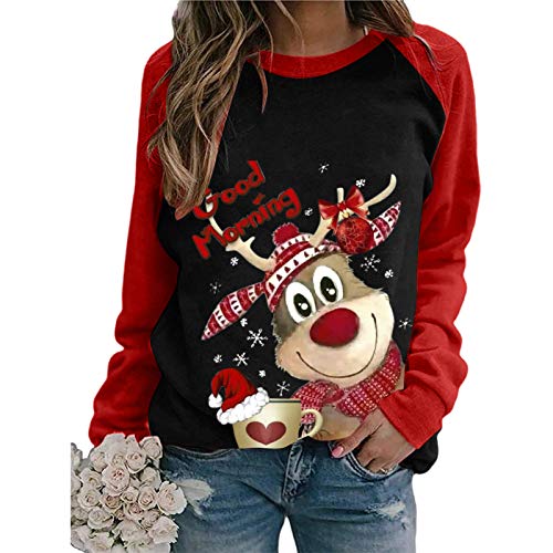 Pull Noël Femme Manches Longues Col Rond Rigolo Noel Pull Ch