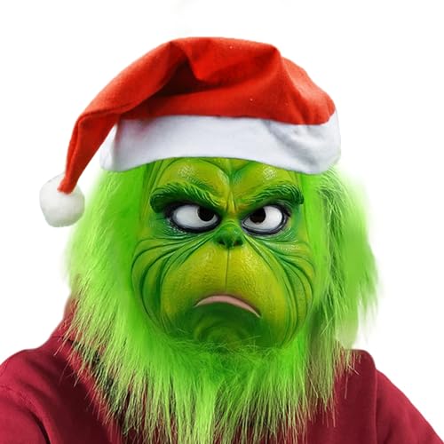 DONY Grinch Masque,Masque de Noël en Latex,Masque Monstre Ch