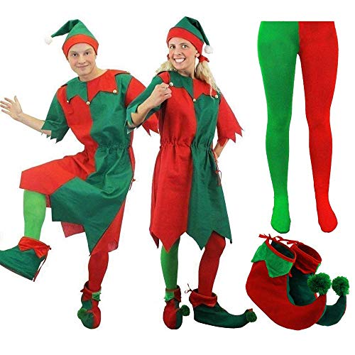 Costume DE NOËL Elfe pour Adultes - Tunique Longue Verte ET 