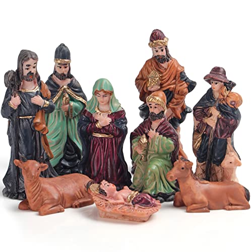 BELLE VOUS Accessoires Creche de Noel en Résine avec 9 Figur
