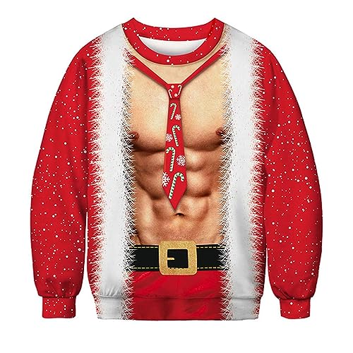 Psafagsa Unisexe Laid Christmas Sweatshirt nouveauté 3D Fun 