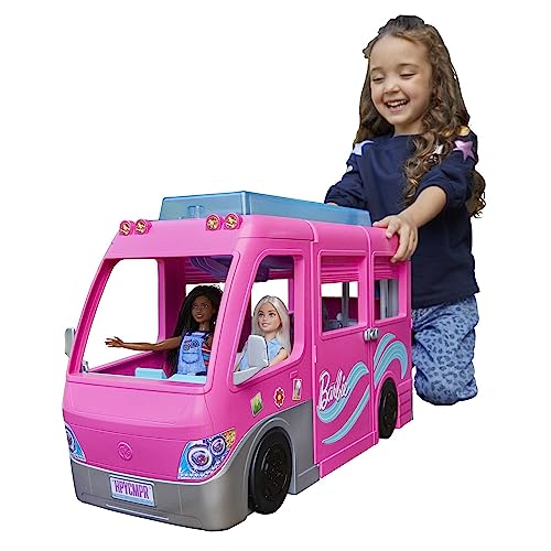 Barbie Camping-Car Transformable, avec 7 Zones de Jeu Et 60 