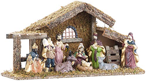 Britesta Crèche de Noël en Bois avec Figurines en Porcelaine